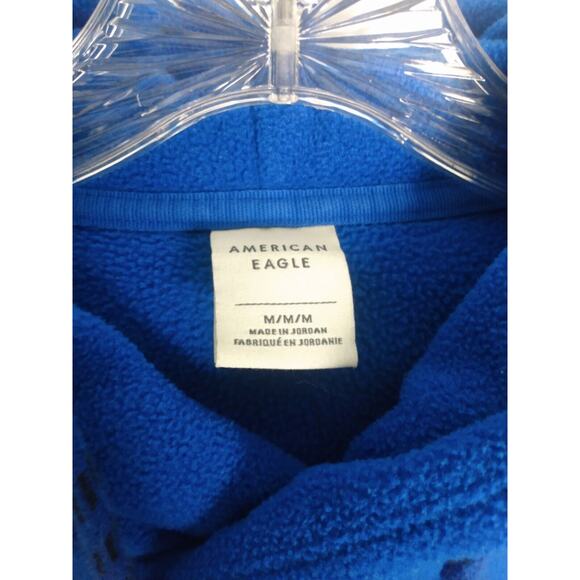 American Eagle Outfitters Mens Blue Polar Fleece Hoodie Pullover Sweatshirt Sz.M - Picture 3 of 5